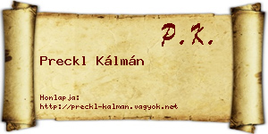 Preckl Kálmán névjegykártya